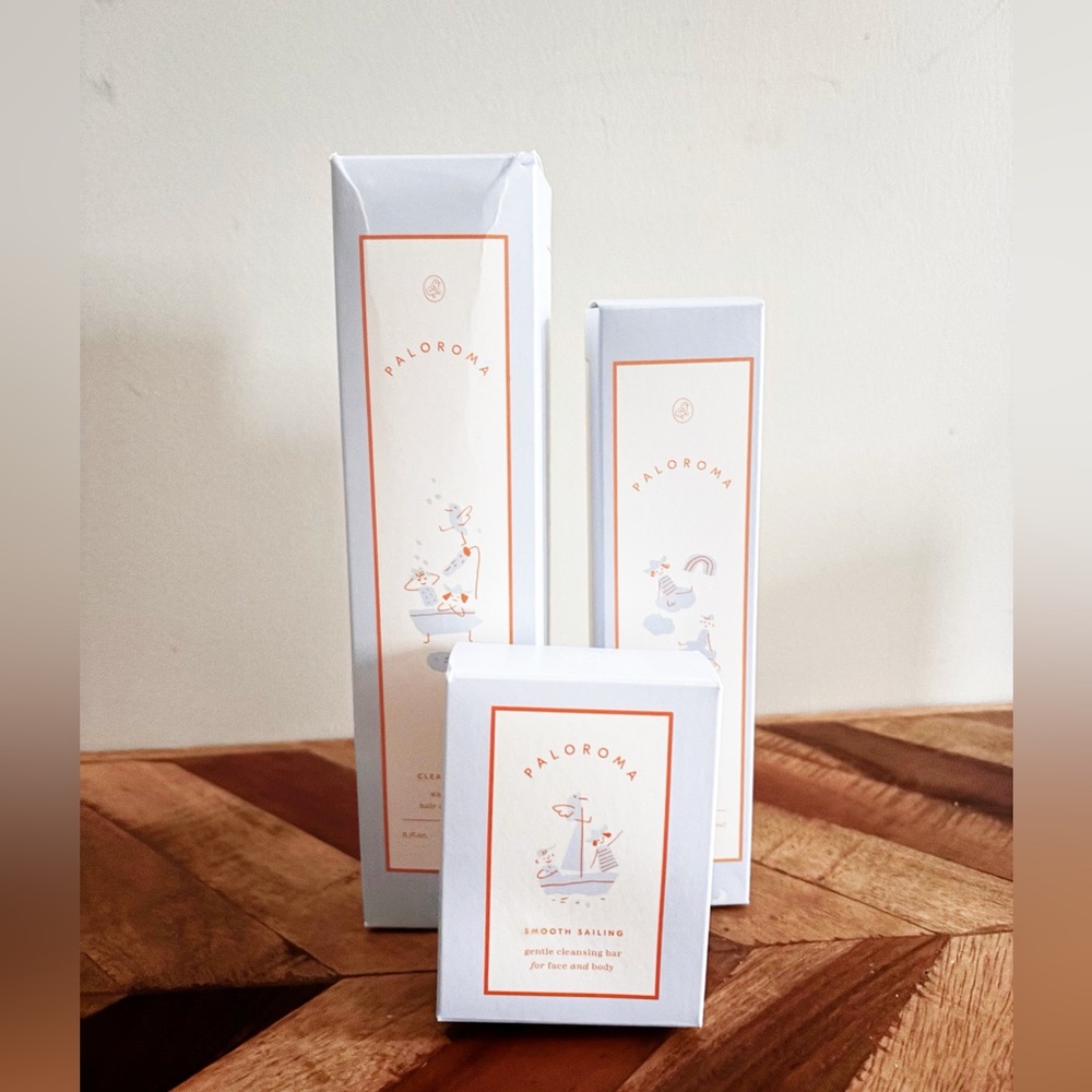 Paloroma baby kid bath set - bar soap Clean Bean wash and Cloud 9 moisturizer